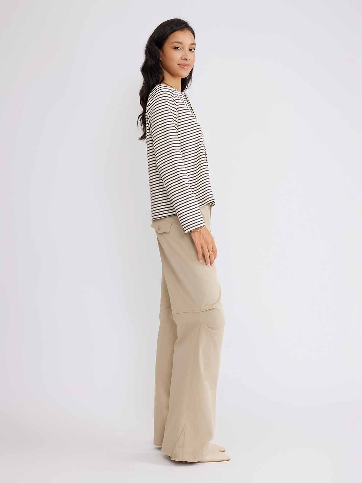 ASOBIO Striped Knit Cardigan