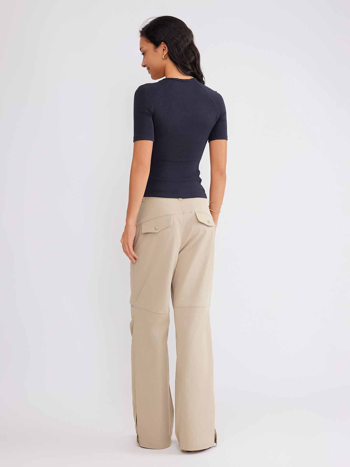 ASOBIO Wool Blend Short-Sleeve Top