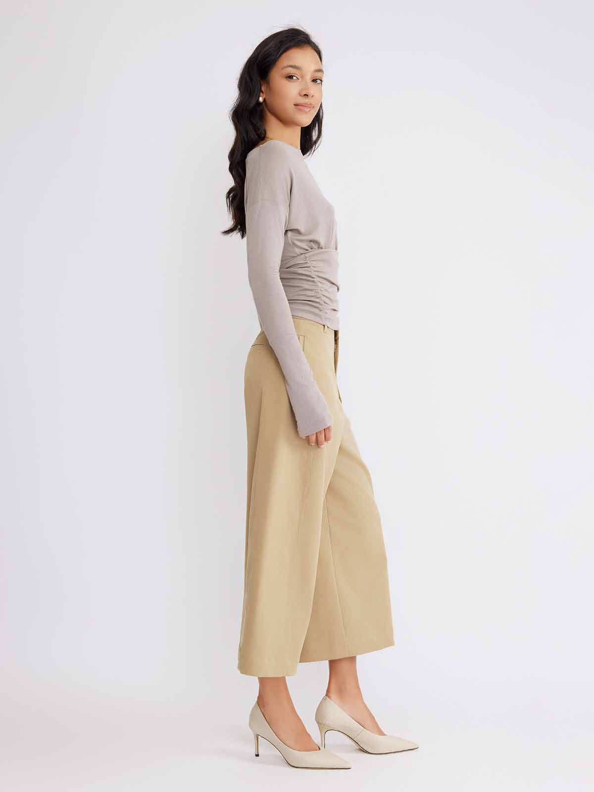 ASOBIO Wool Blend Ruched T-Shirt