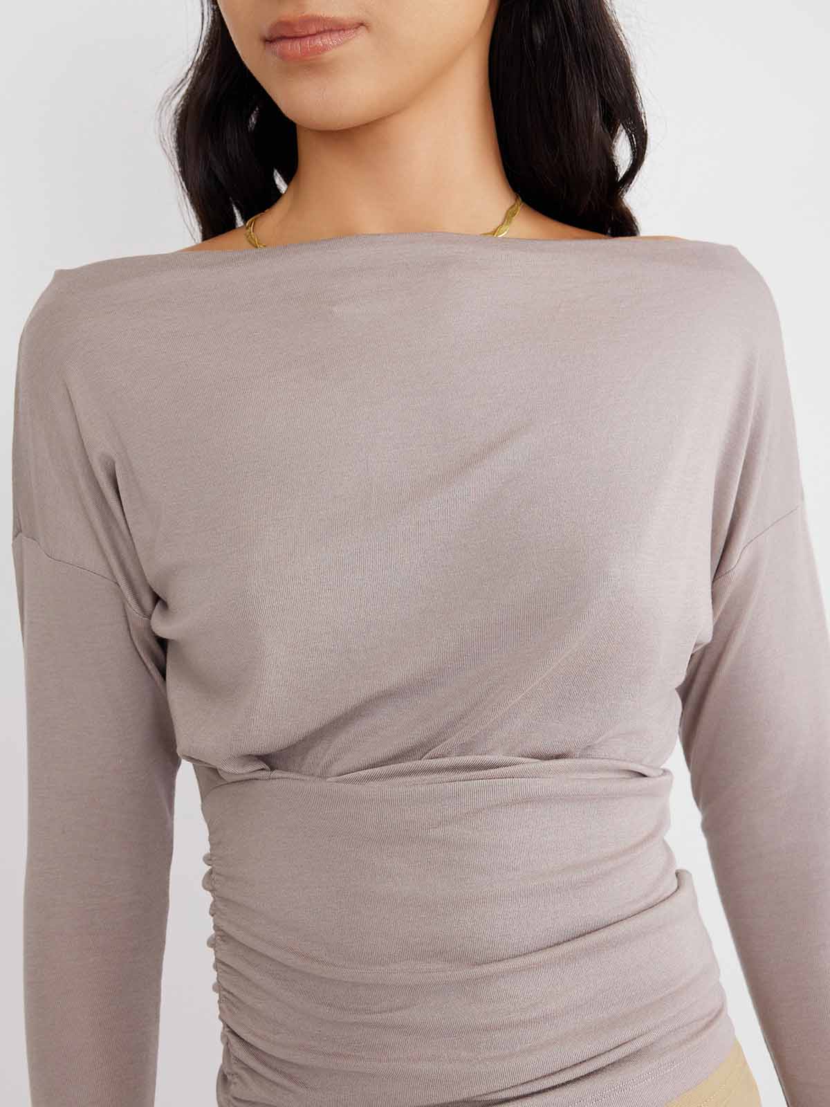 ASOBIO Wool Blend Ruched T-Shirt