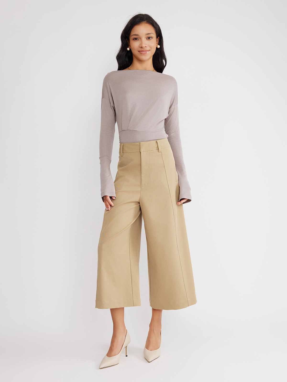 ASOBIO Wide-Leg Cropped Trousers