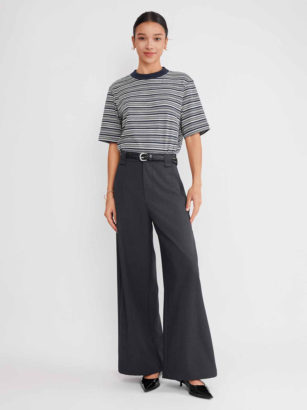 ASOBIO Belted Straight-Leg Trousers
