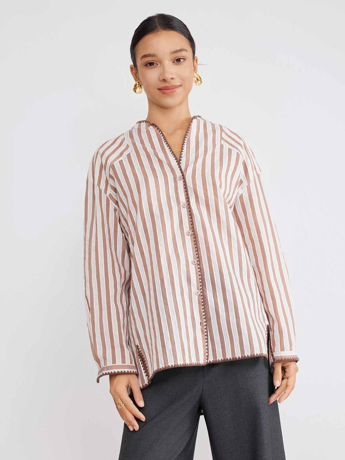 ASOBIO Striped Relaxed Shirt