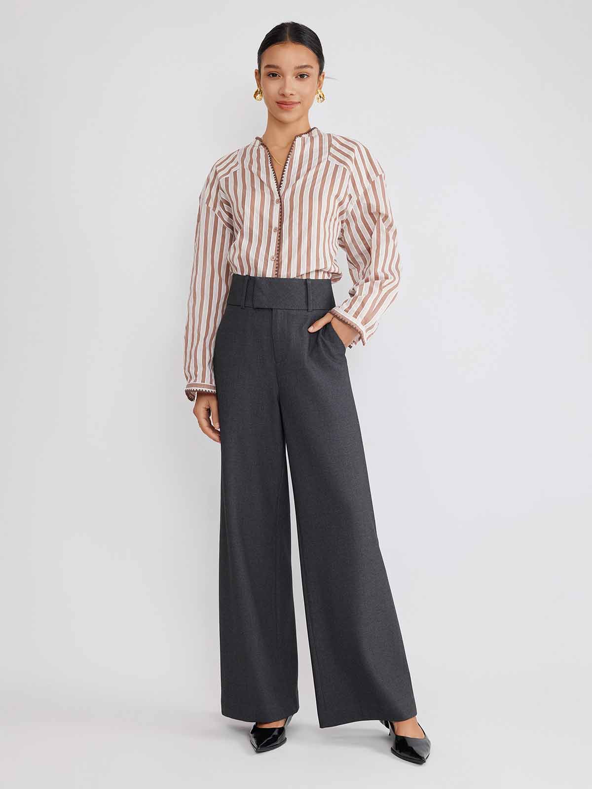 ASOBIO Wool Blend Wide-Leg Trousers