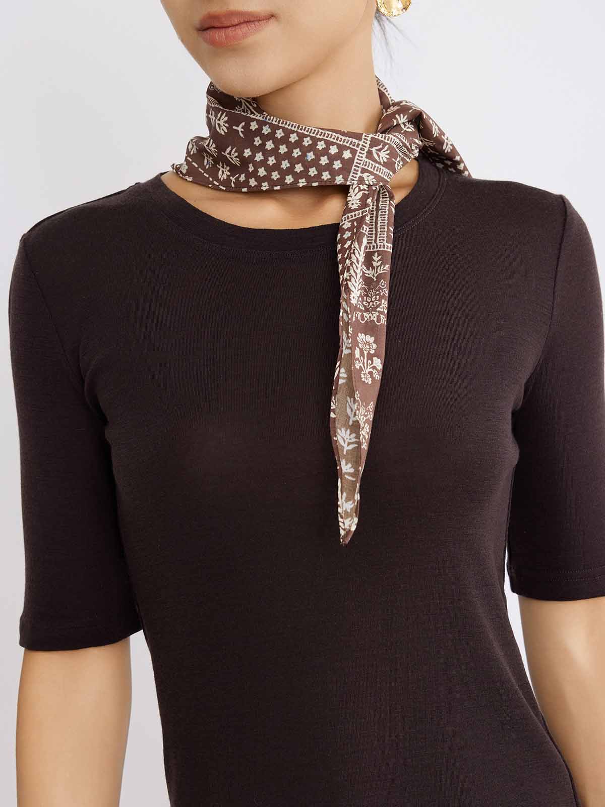 ASOBIO 100% Wool Cropped Knit T-Shirt & Scarf