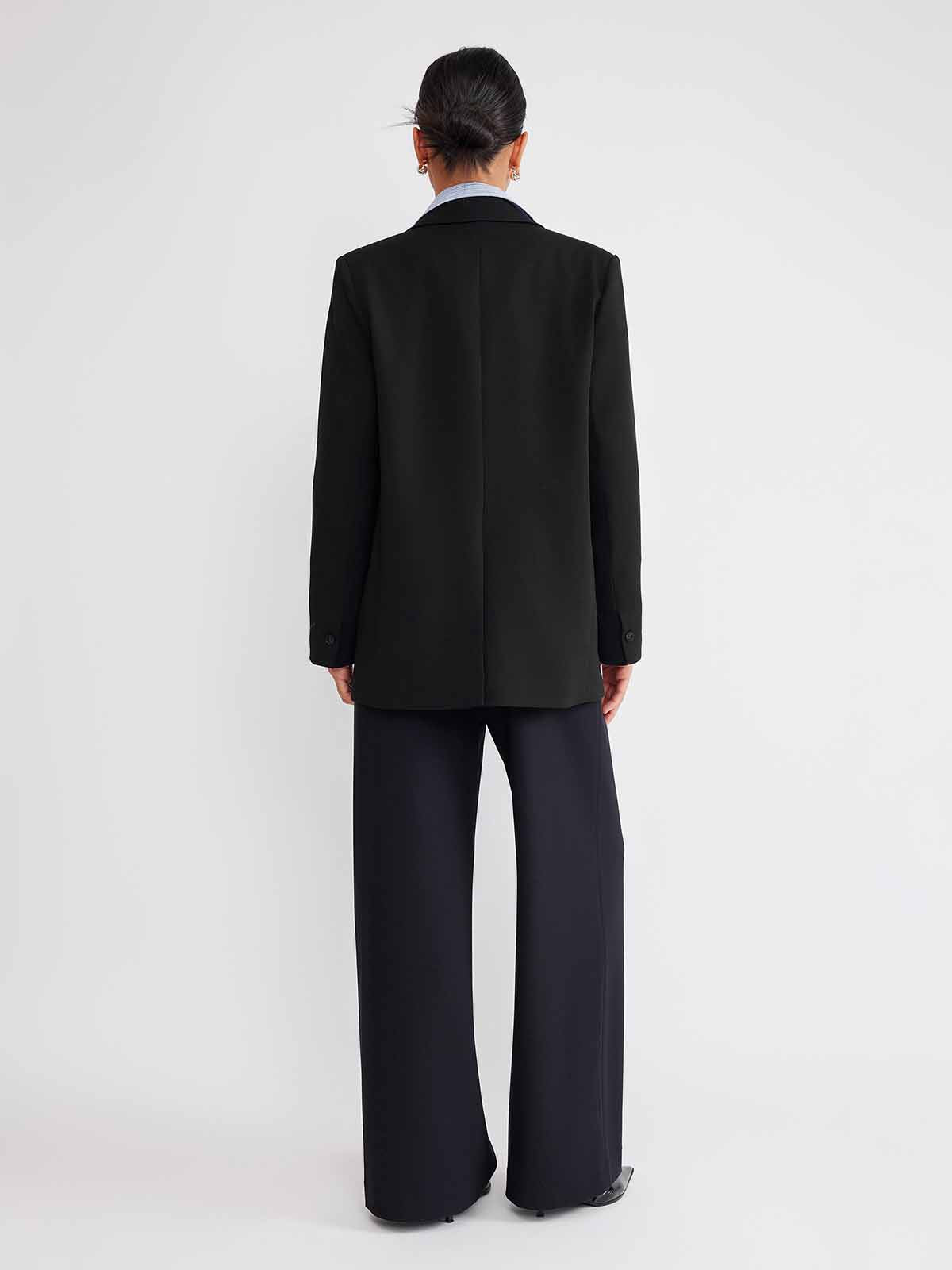 ASOBIO Wool Blend Belted Blazer