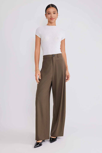 ASOBIO Flat-Waist Wide-Leg Trousers