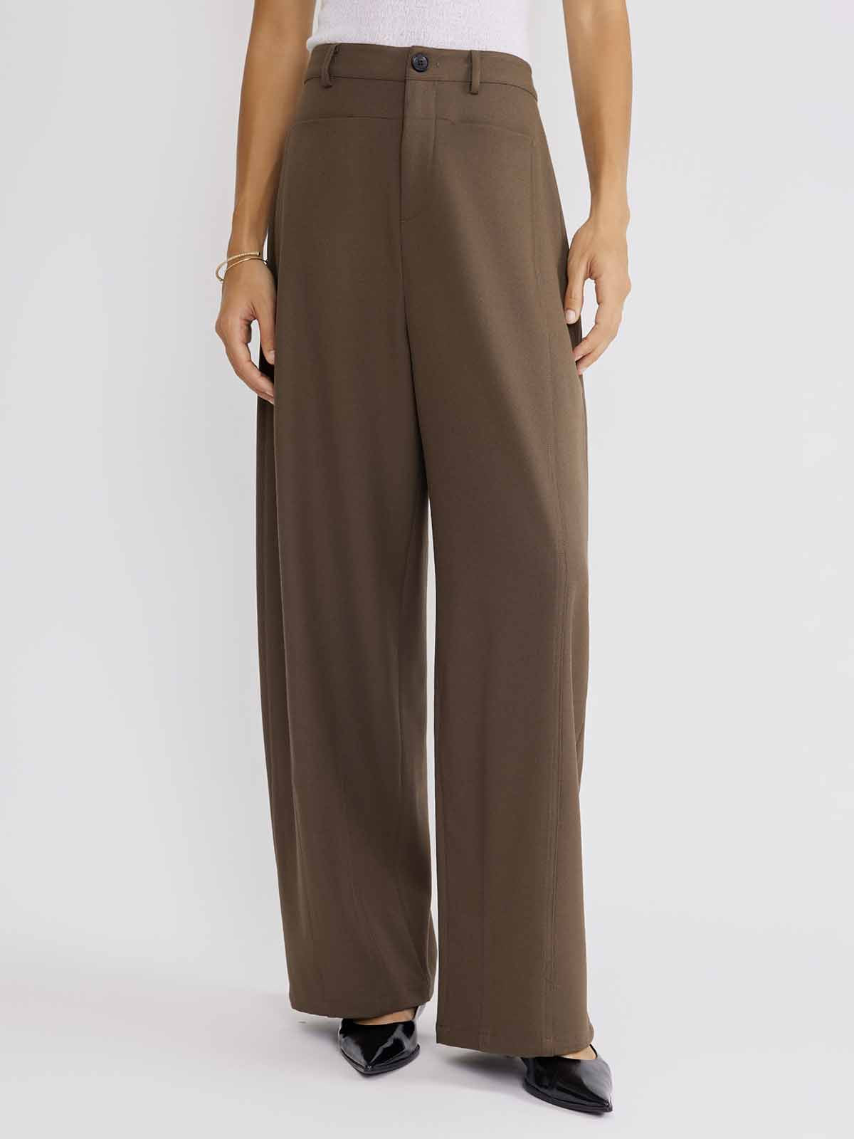 ASOBIO Flat-Waist Wide-Leg Trousers