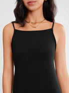 ASOBIO Minimalist Square-Neck Maxi Dress