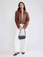 ASOBIO Cropped Faux Leather Jacket
