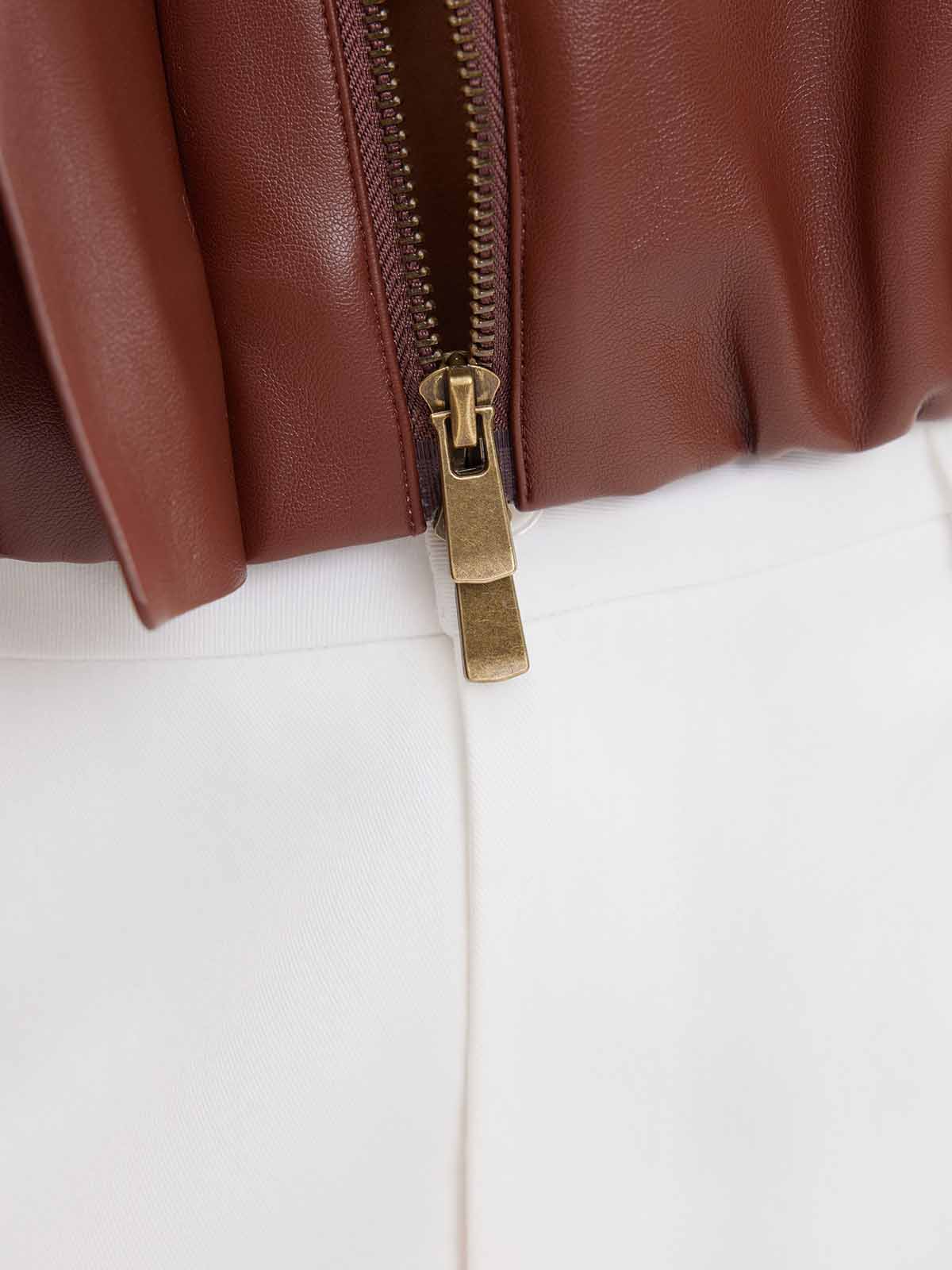 ASOBIO Cropped Faux Leather Jacket