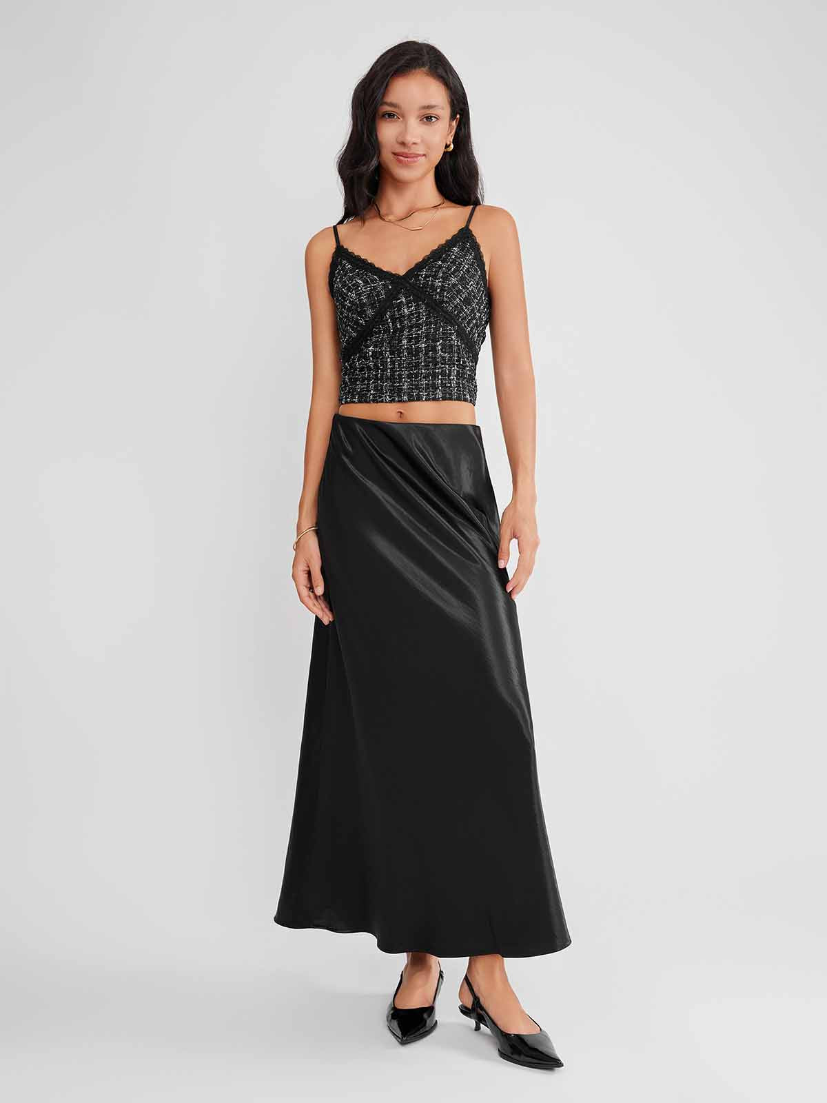 ASOBIO Satin Maxi Skirt