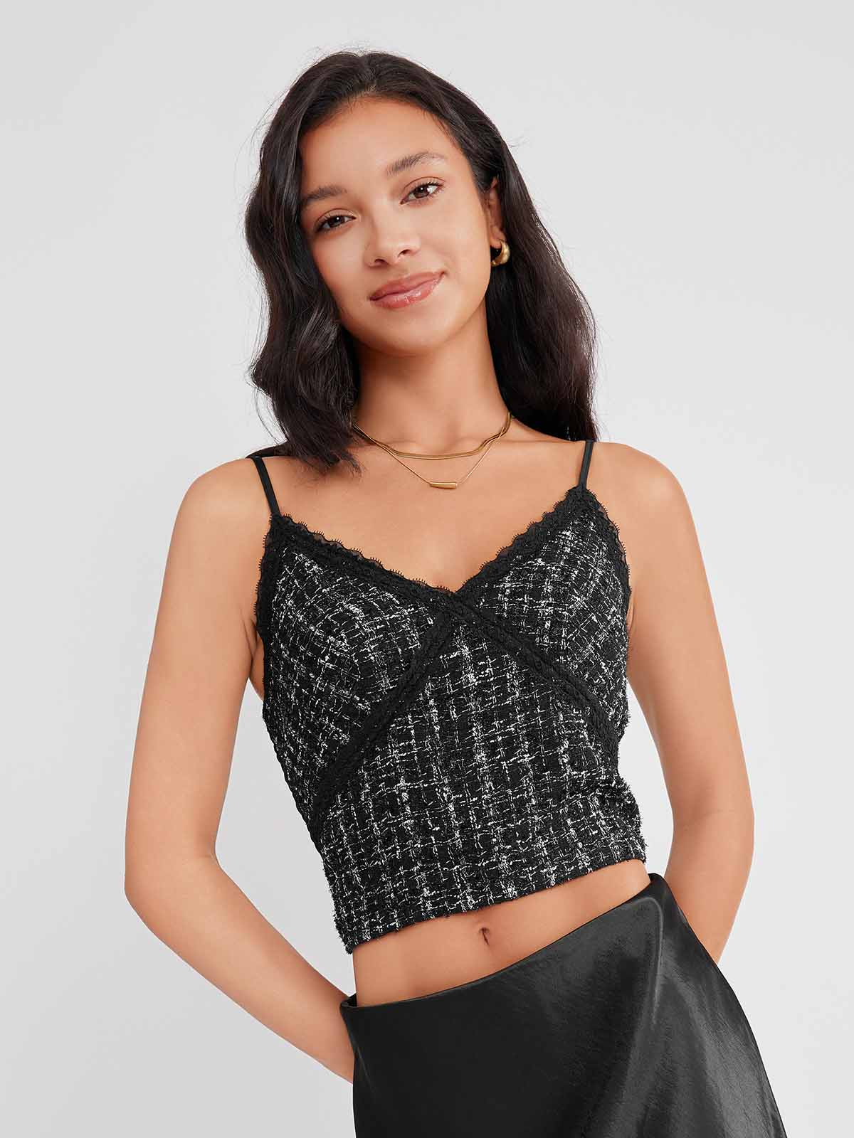 ASOBIO Tweed Camisole Top