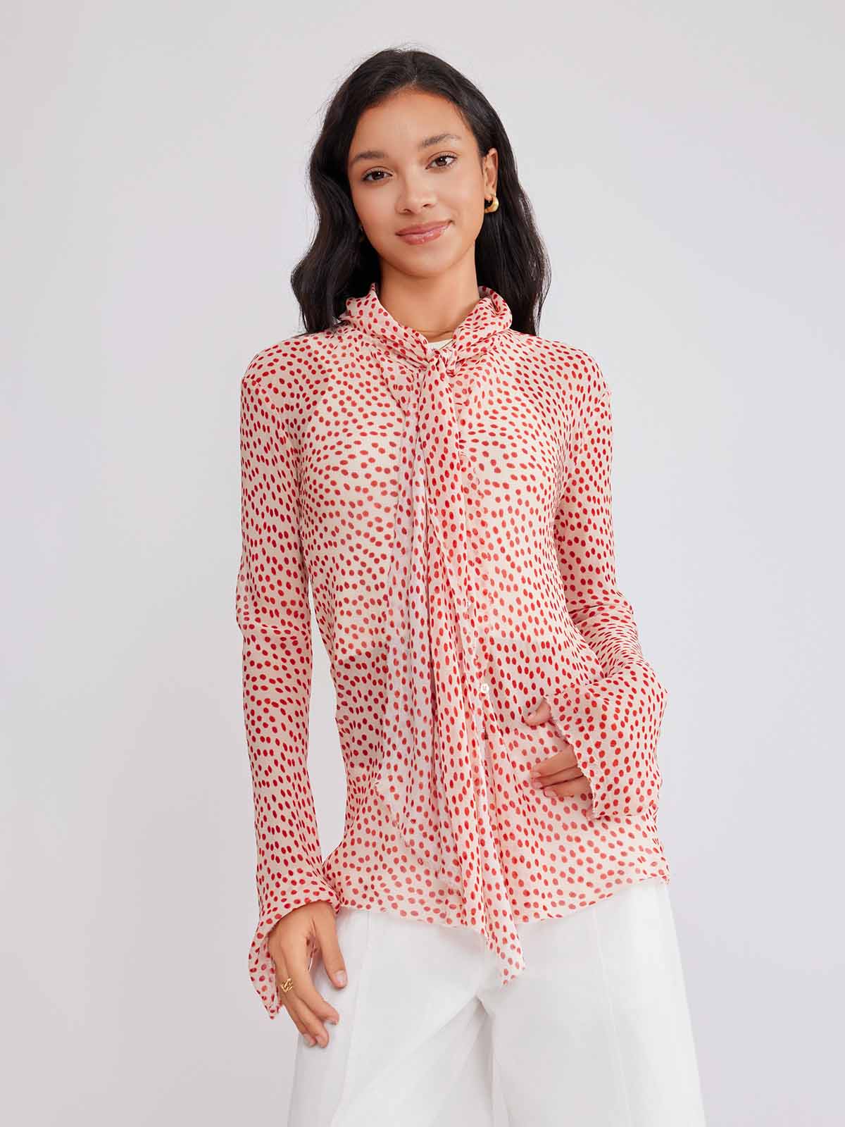 ASOBIO Polka-Dot Blouse