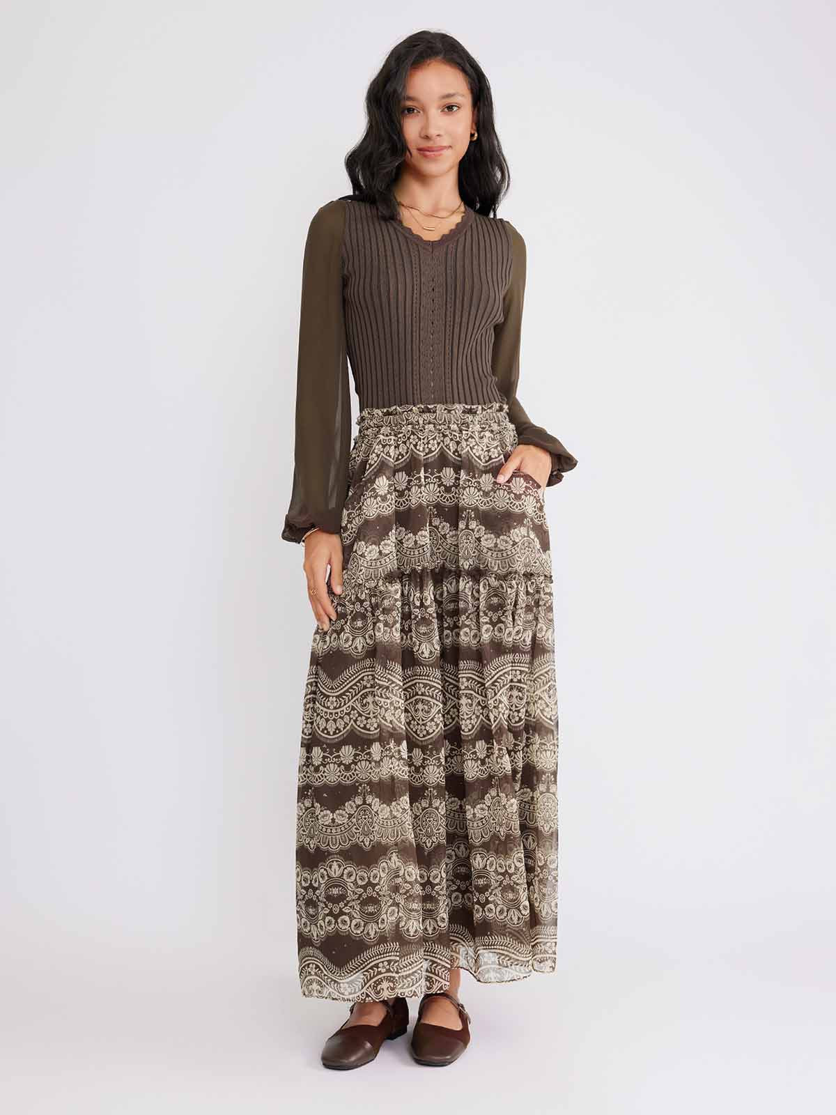 ASOBIO Knit Puff-Sleeve Top