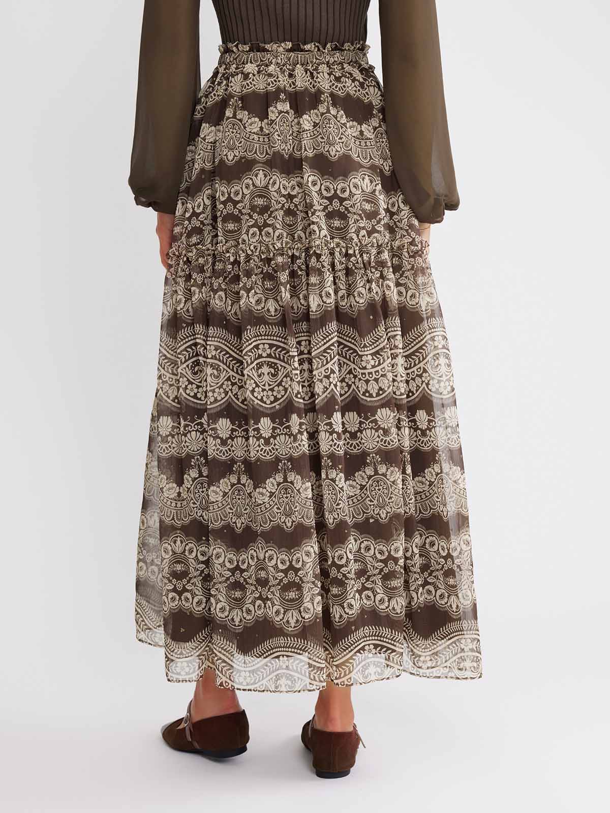 ASOBIO Chiffon Printed Mixi Skirt