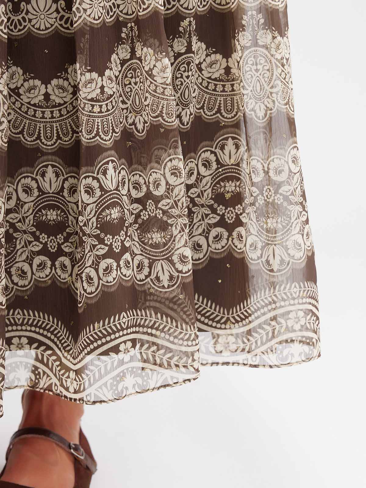 ASOBIO Chiffon Printed Mixi Skirt