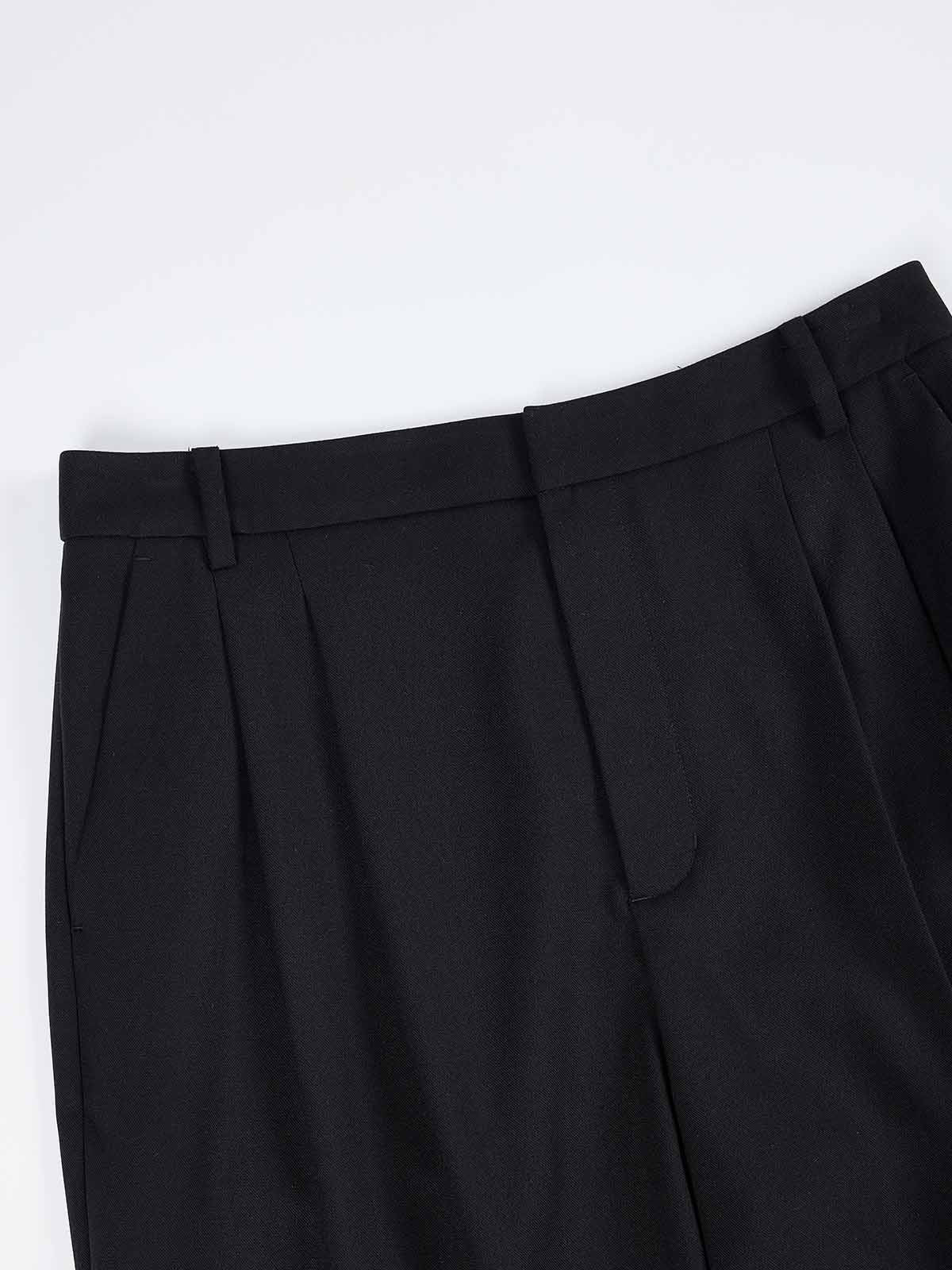 ASOBIO Wool Blend Mid-Rise Pleated Wide-Leg Trousers