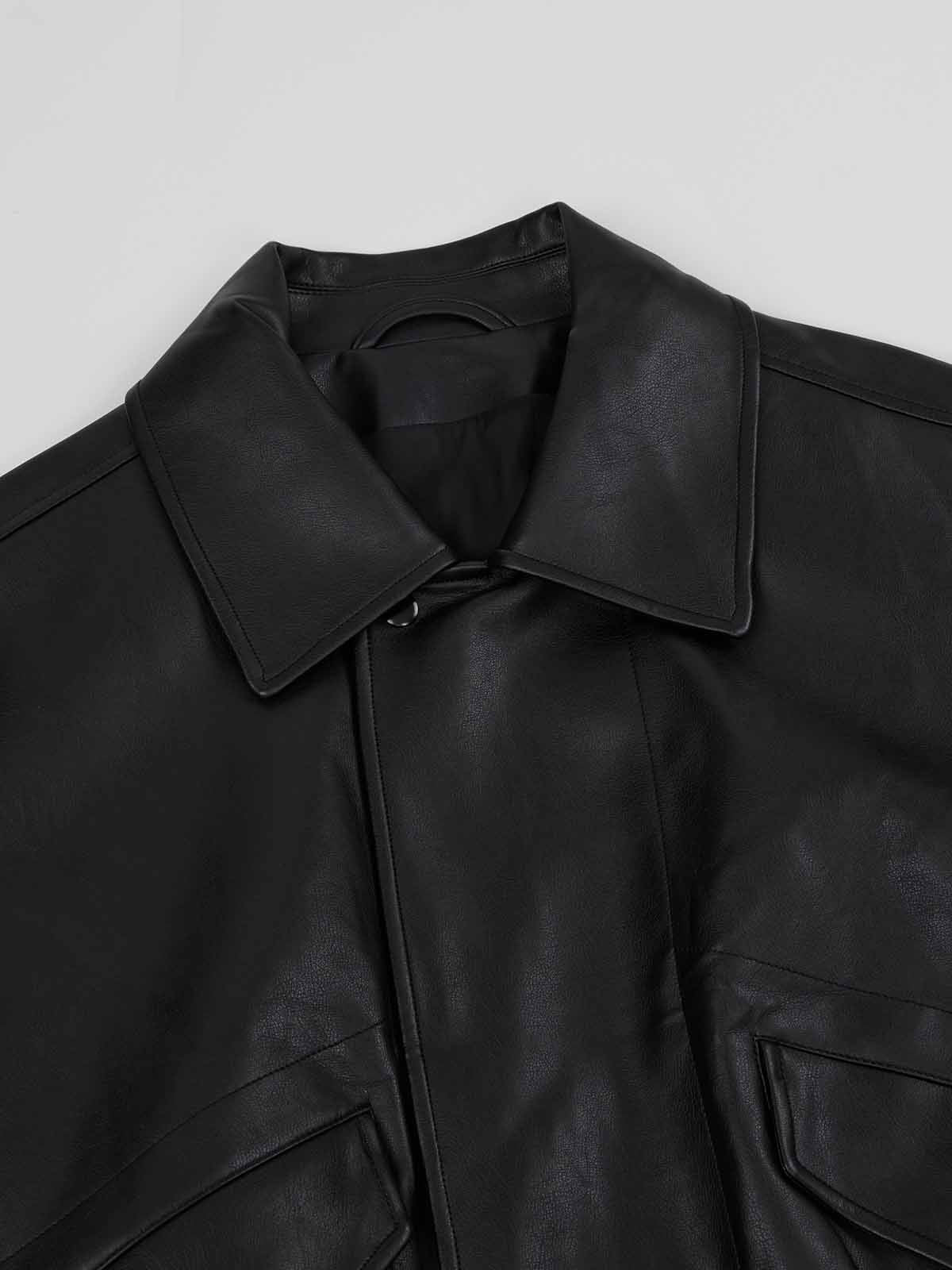 ASOBIO Flap-Pocket Leather Jacket