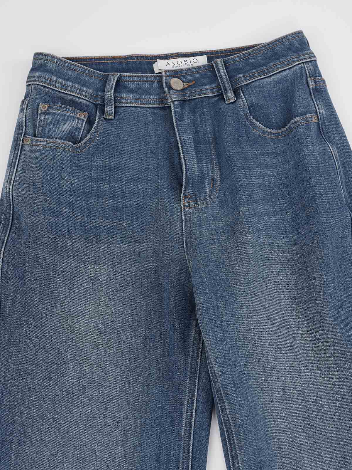 ASOBIO Mid-High Waist Flared Skinny Jeans