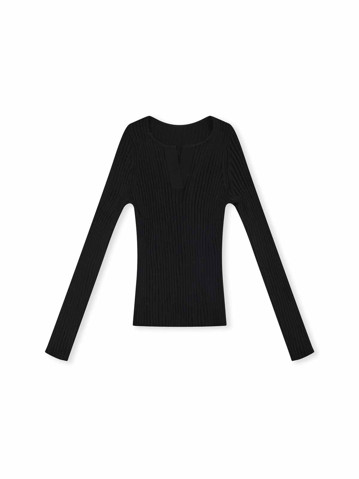 ASOBIO 100% Wool Ribbed V-Neck Pullover Sweater