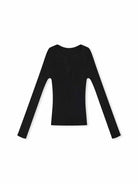 ASOBIO 100% Wool Ribbed V-Neck Pullover Sweater