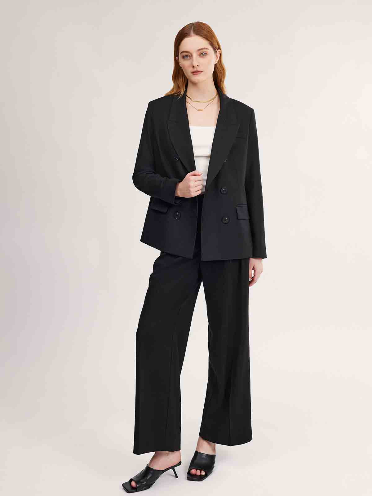 ASOBIO Slim Double-Breasted Blazer