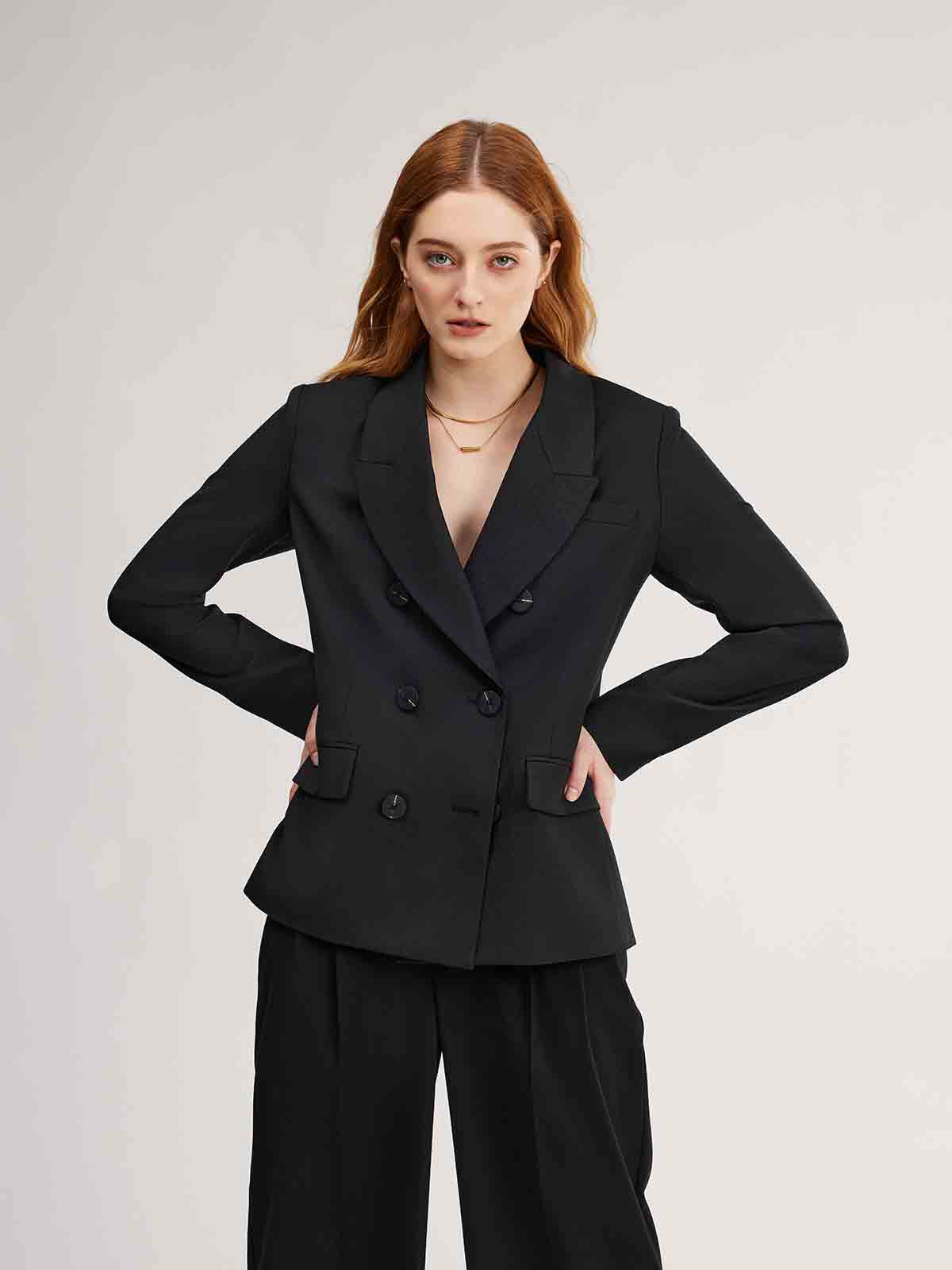 ASOBIO Slim Double-Breasted Blazer
