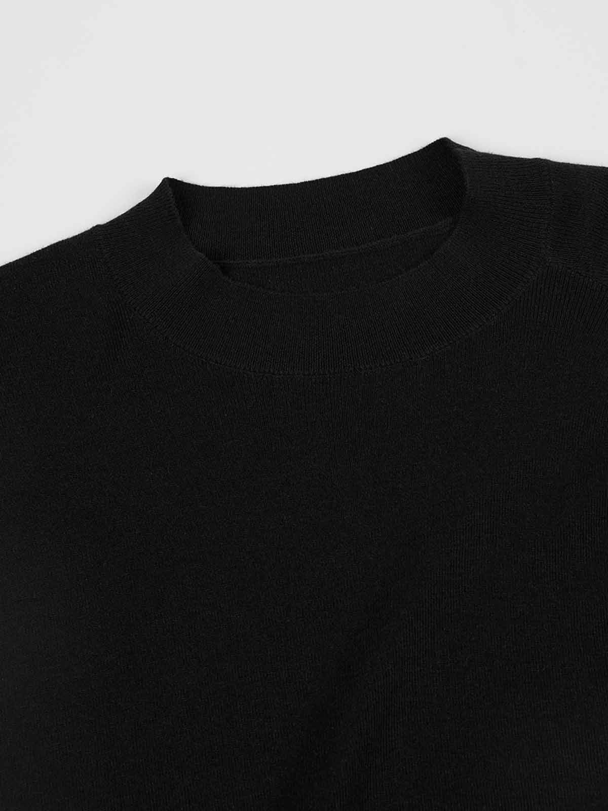 ASOBIO Wool Blend Pleated Shoulder Knit Top