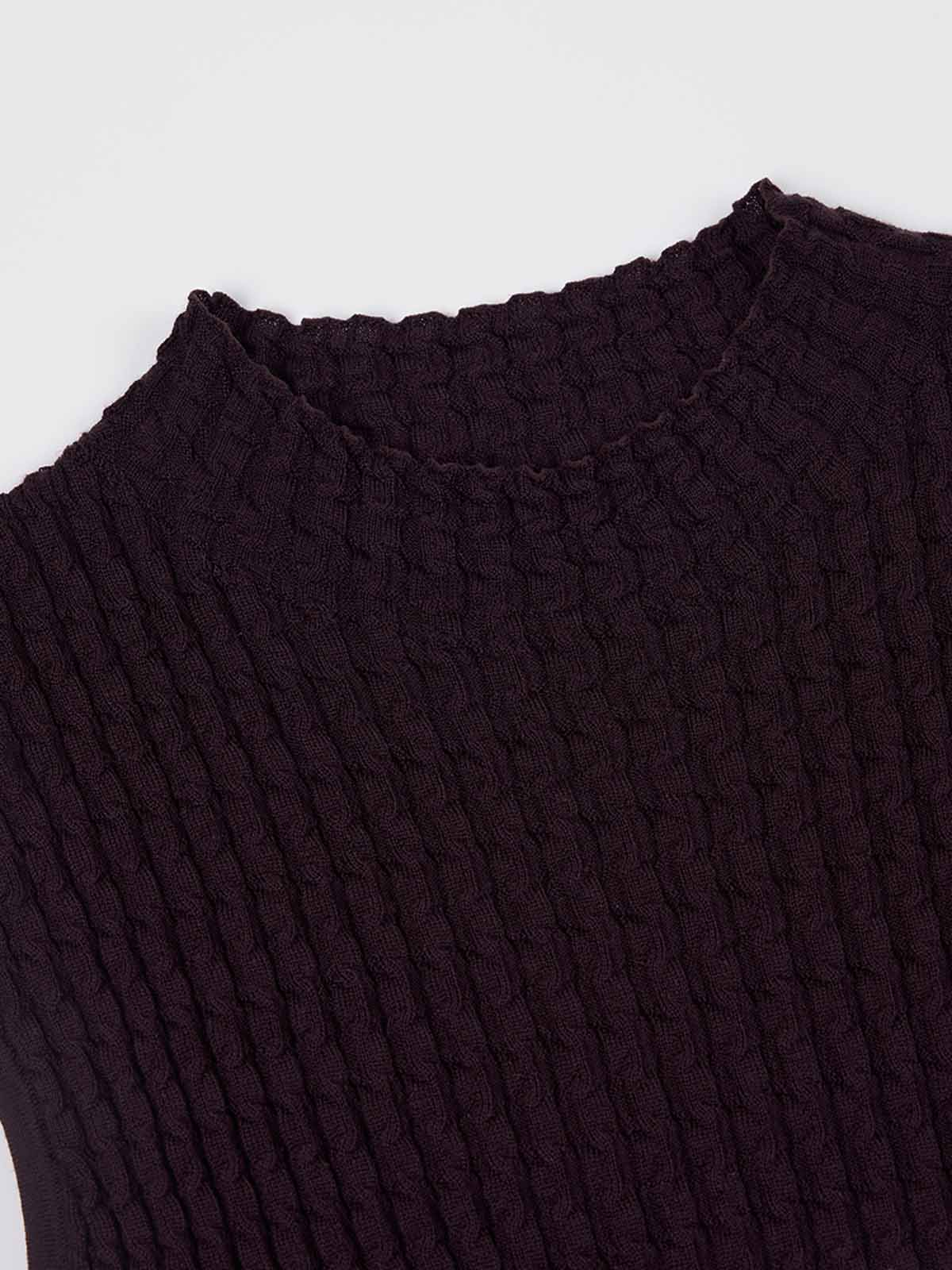 ASOBIO 100% Wool Textured Mockneck Top