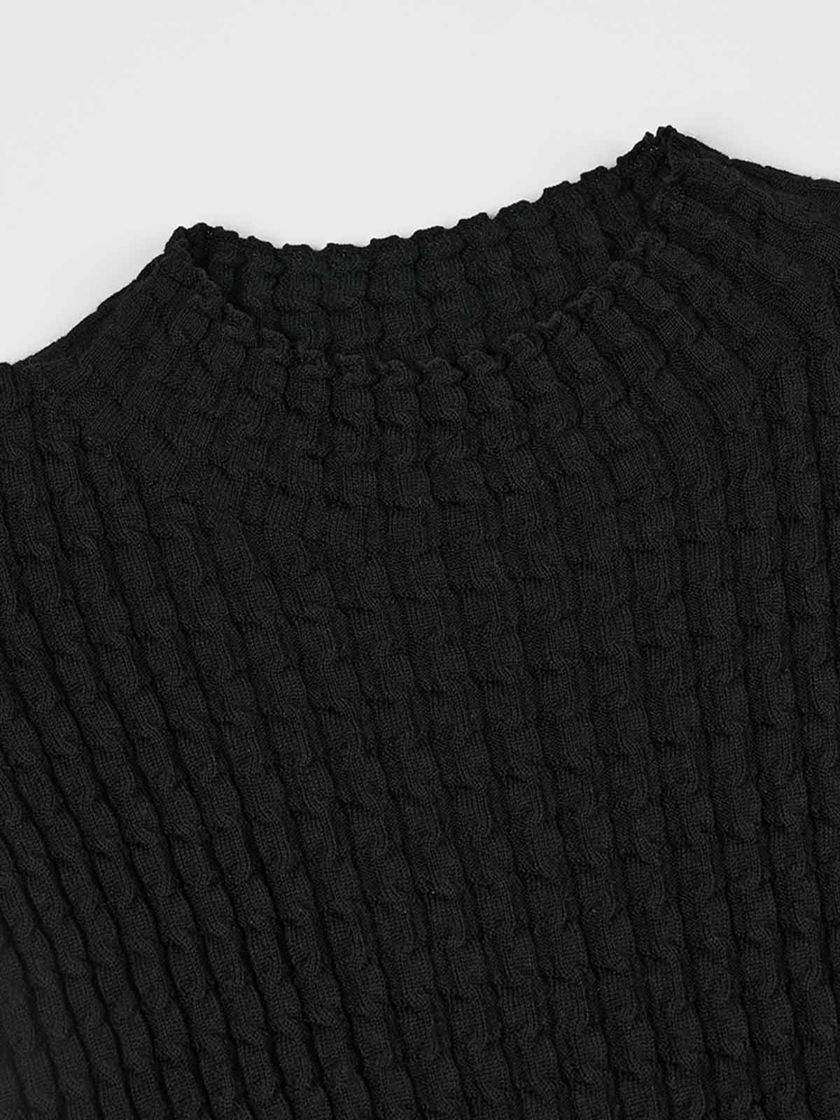 ASOBIO 100% Wool Textured Mockneck Top