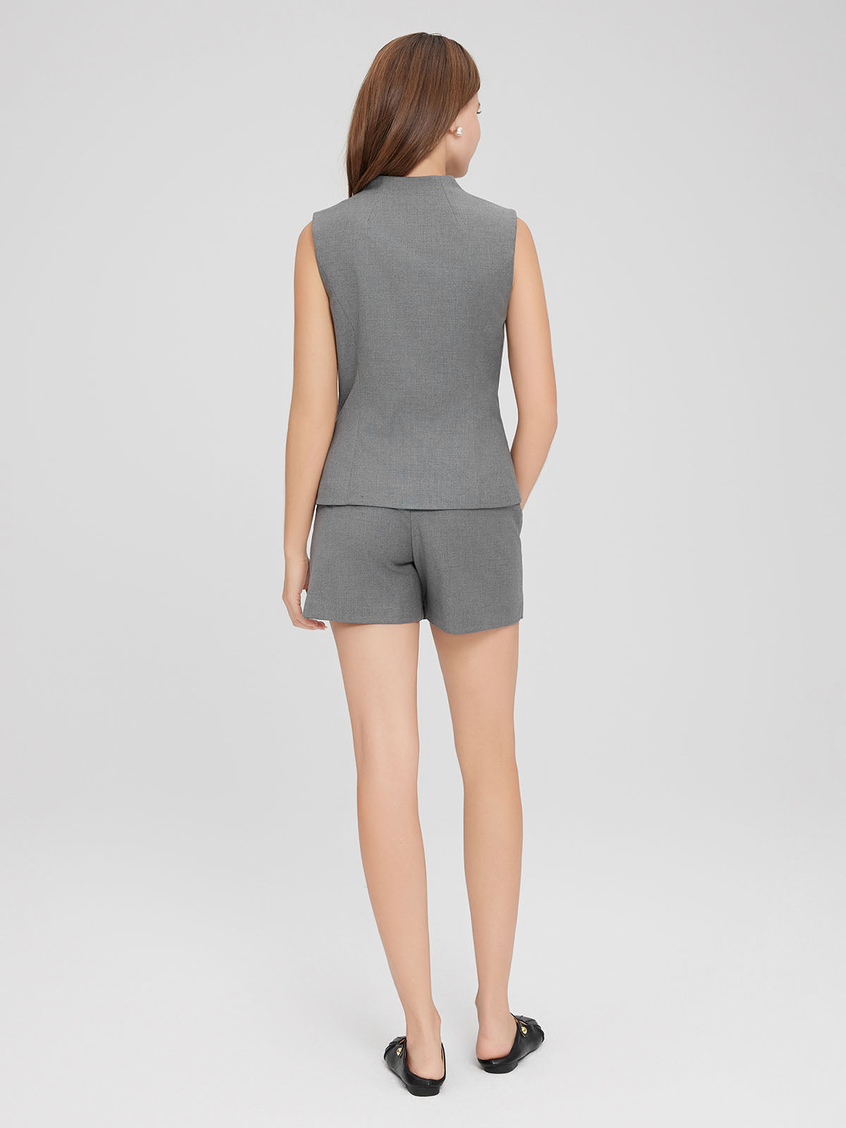 ASOBIO Wool Blend Sleeveless Mockneck Vest