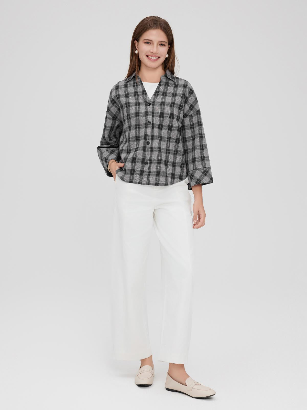 ASOBIO 100% Cotton Plaid Shirt