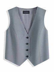 ASOBIO Slim-Fit Wool Blend Button-Up Suit Vest