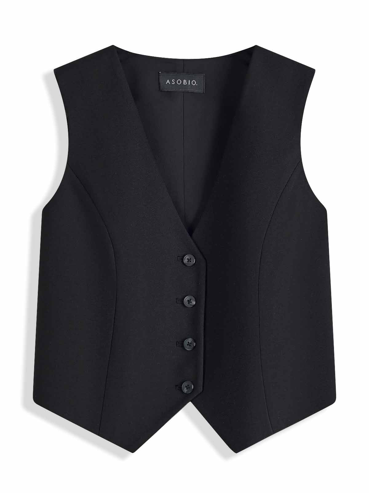 Slim-Fit Wool Blend Button-Up Suit Vest