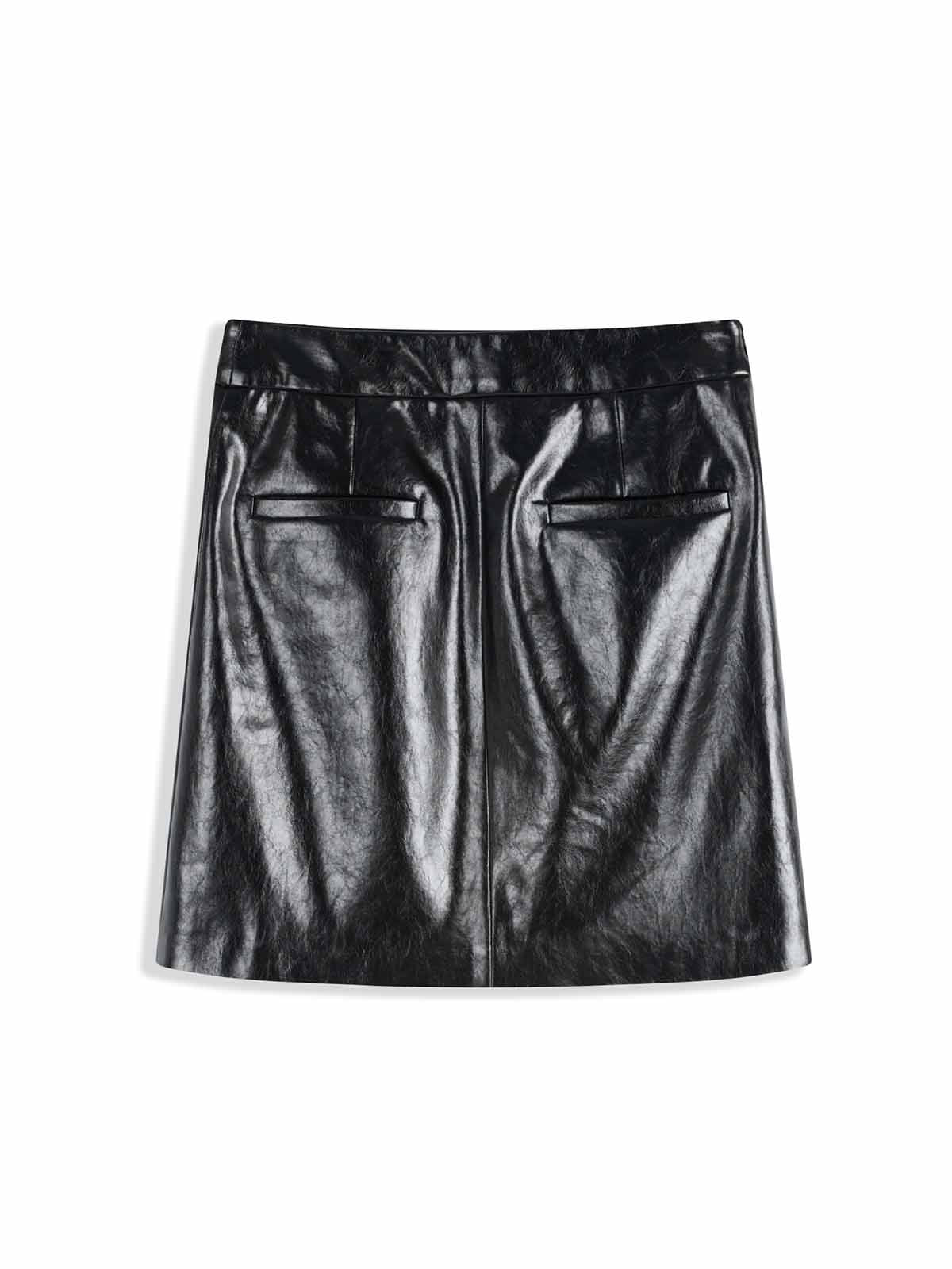 ASOBIO Mid-High Waisted Stretch Leather Mini Skirt