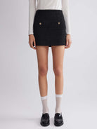 ASOBIO Mid-Rise Wool-Blend Tweed Mini Skirt