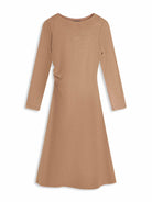 ASOBIO Boat Neck Long-Sleeve Pleated Midi Dress