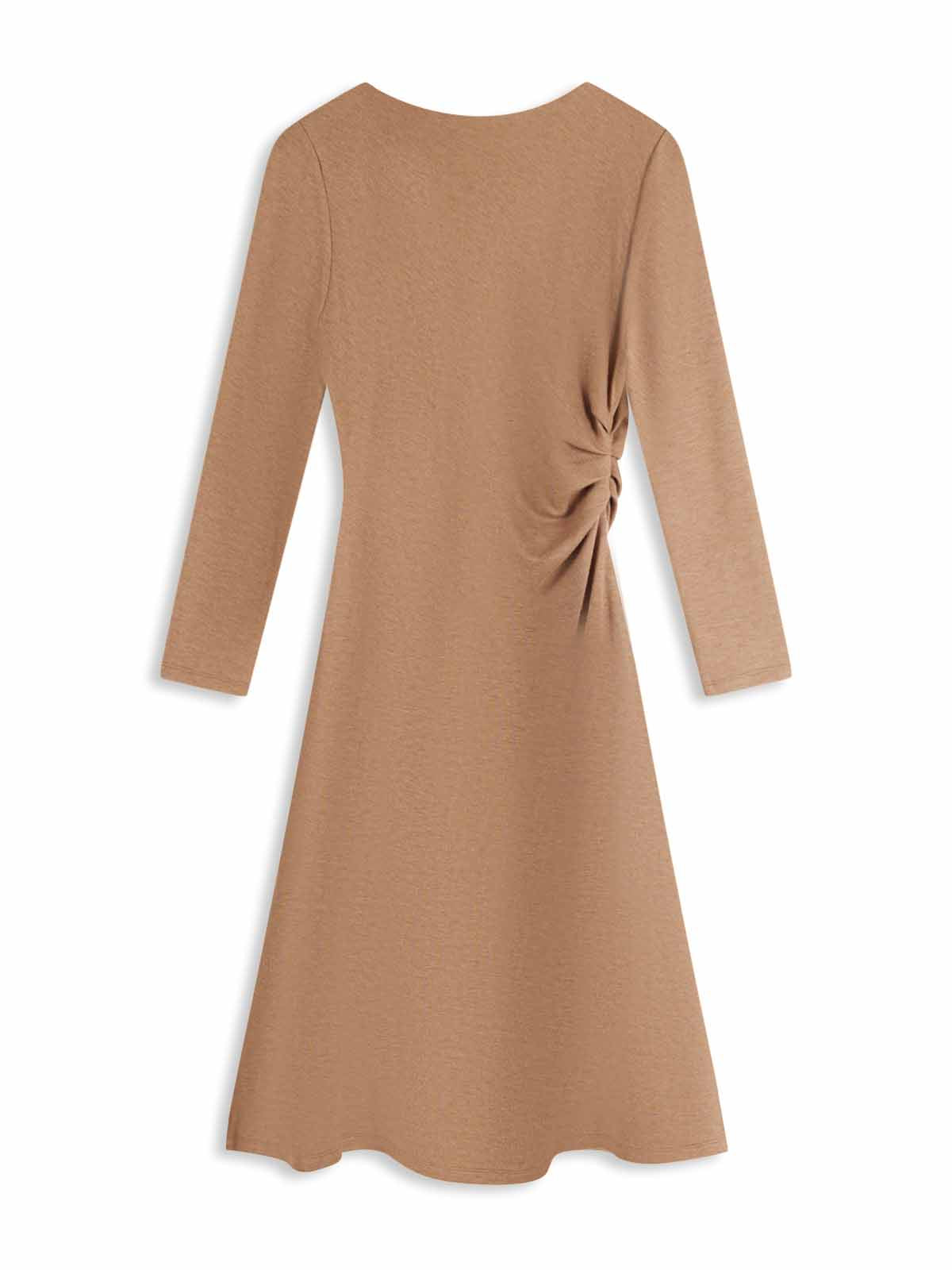 ASOBIO Boat Neck Long-Sleeve Pleated Midi Dress