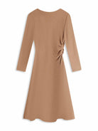 ASOBIO Boat Neck Long-Sleeve Pleated Midi Dress