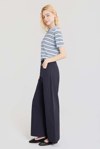 ASOBIO Polo Stripe Knit Top