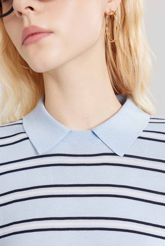 ASOBIO Polo Stripe Knit Top