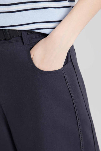 ASOBIO Cropped Belted Cotton Pant