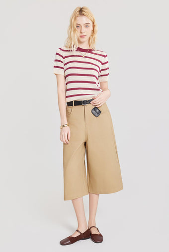 ASOBIO Striped Slim Knit Top