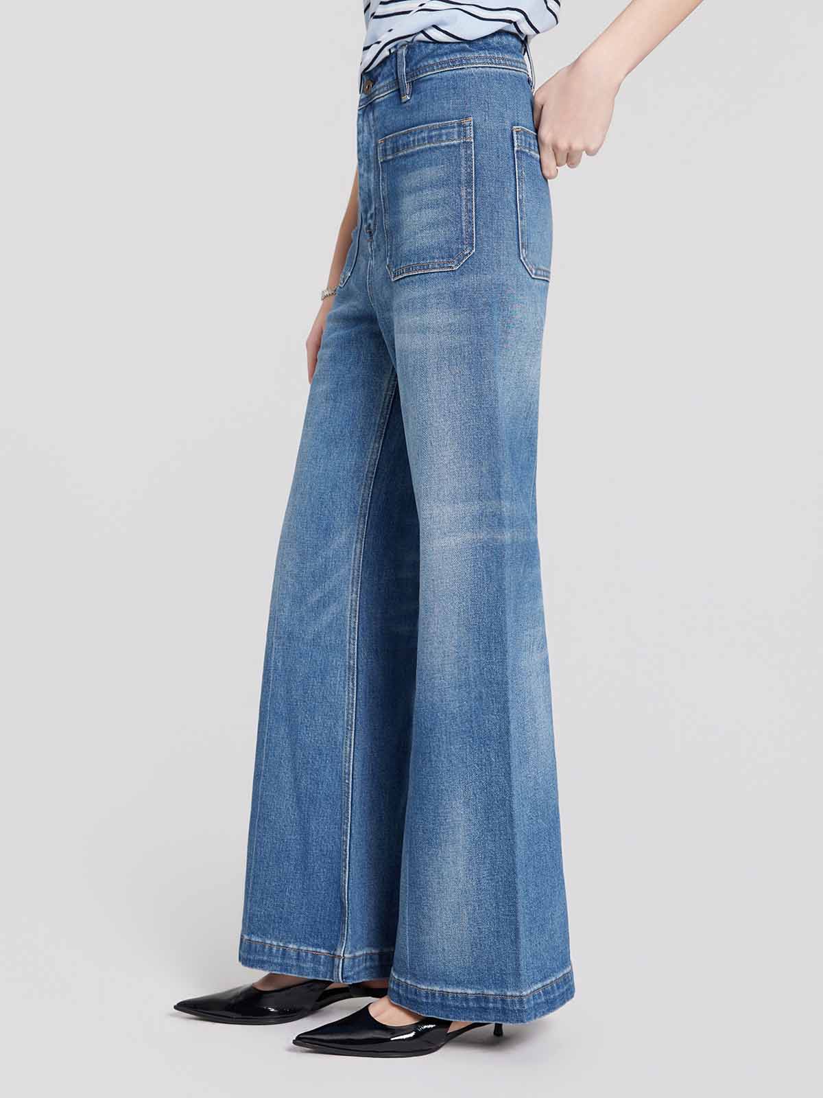 ASOBIO High-Rise Patch Pocket Flare Jean