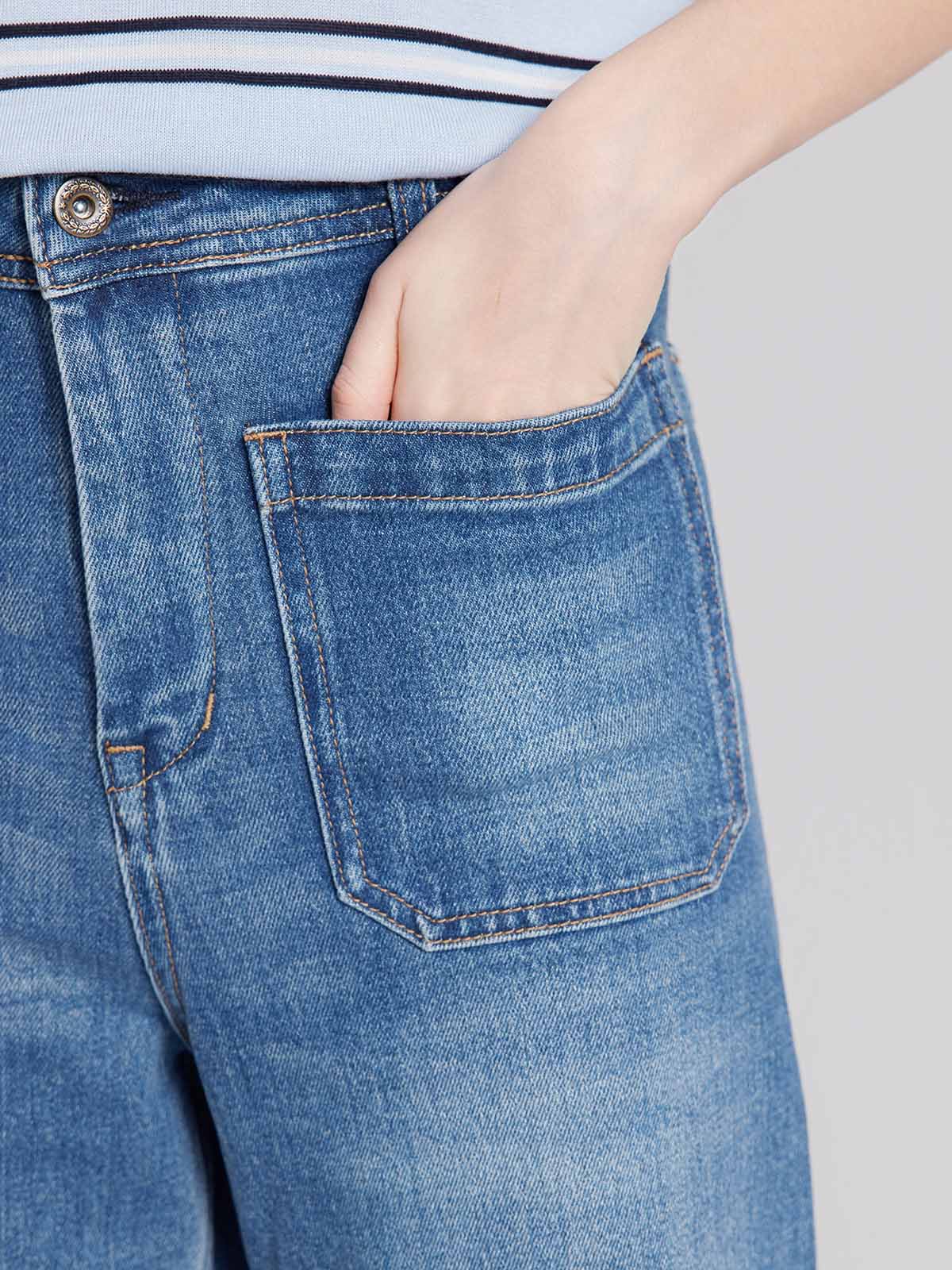 ASOBIO High-Rise Patch Pocket Flare Jean