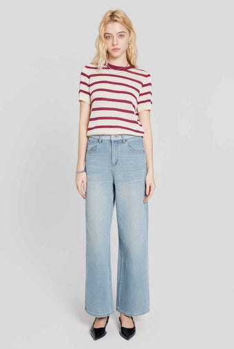 ASOBIO Contrast Waist Straight Jean