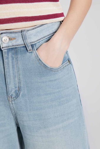 ASOBIO Contrast Waist Straight Jean