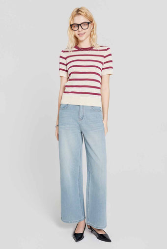 ASOBIO Striped Slim Knit Top