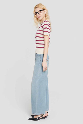 ASOBIO Striped Slim Knit Top